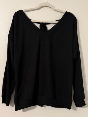 Classic Off-the-Shoulder Black Women's Sweater with Tie Back